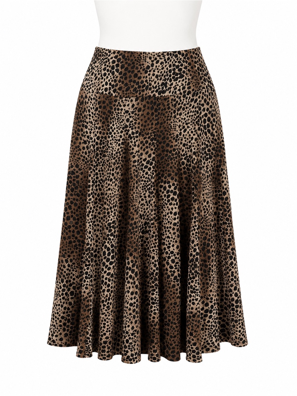 Size L Lapis Women’s Brown Cheetah Print Knit Midi Skirt